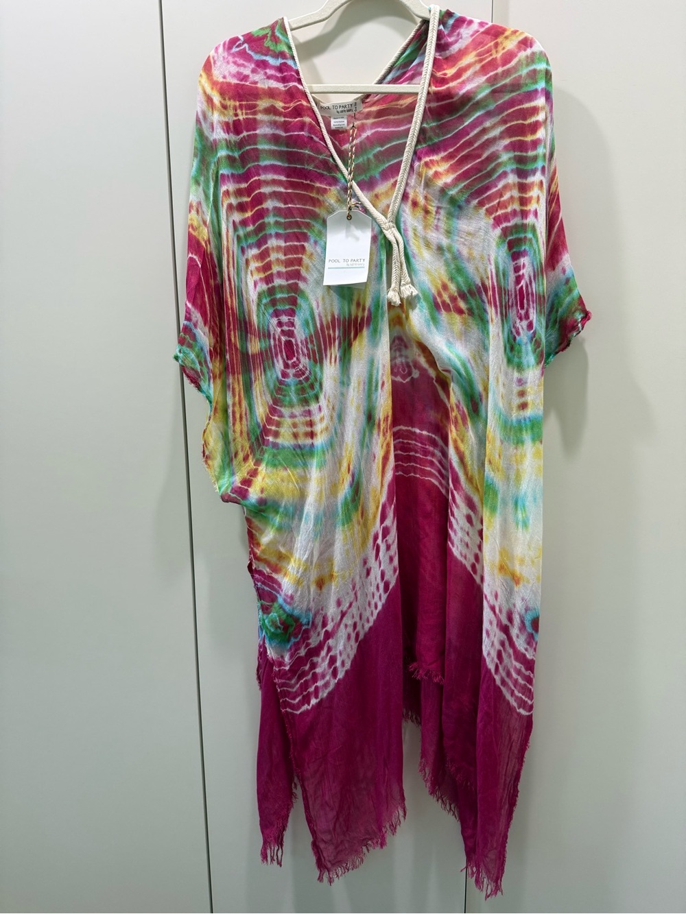 Pool To Party Pink Multi Tie-Dye Swim Coverup Kaftan
